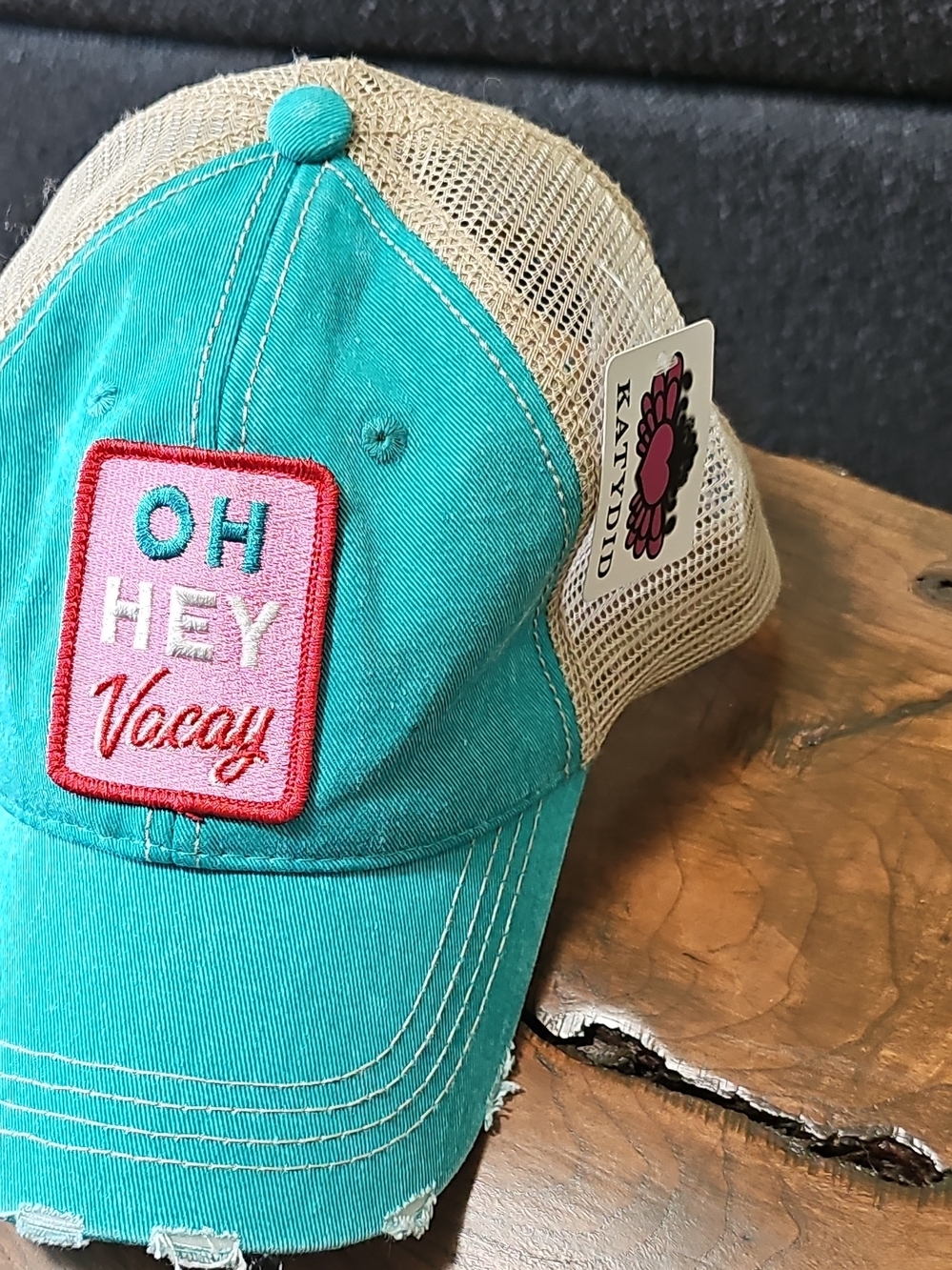 Oh Hey Vacay Turquoise Patch Trucker Hat